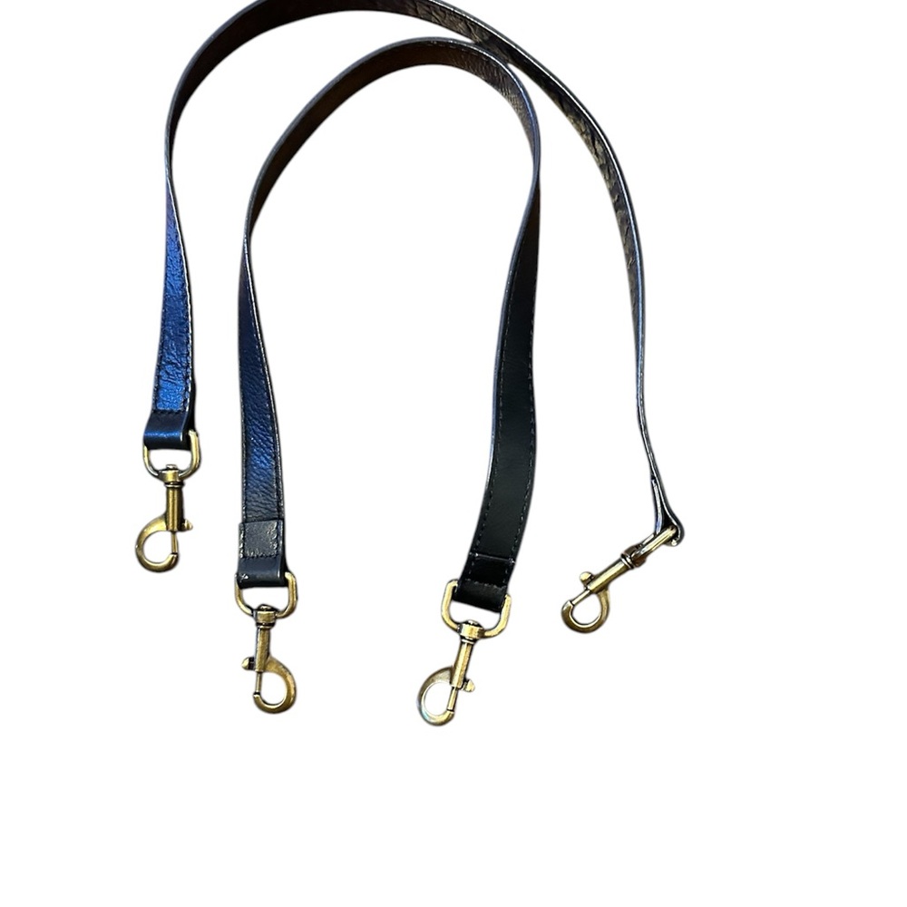 Stylish Black Leather Bag Strap with Gold Clips
